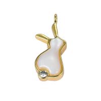 Pendentifs strass en laiton, avec coquille, lapin, Plaqué d'or, unisexe & avec strass, 20mm, Environ Vendu par sac