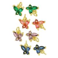 Cubique Pendentif en laiton zircon pavent, papillon, couleur de haute qualité d'or plaqué, pavé de micro zircon, plus de couleurs à choisir Environ 3.5mm, Vendu par PC