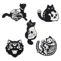 Broche émail, alliage de zinc, pistolet noir plaqué, unisexe & styles différents pour le choix, blanc et noir, Vendu par PC