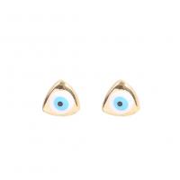 Brass Stud Earring, gold color plated, evil eye pattern & for woman & enamel 