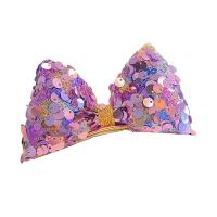 Children Hair Clip, Cloth, with Sequins & Zinc Alloy, Bowknot, handmade, for children 