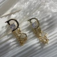 Boucle d'oreille goutte laiton strass, Placage de couleur d'or, pour femme & avec strass Vendu par paire