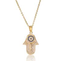 Cubic Zircon Micro Pave Brass Necklace, with 1.96 inch extender chain, gold color plated & micro pave cubic zirconia & for woman & hollow Approx 15.74 Inch 