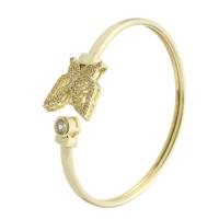 Brass Cuff Bangle, Butterfly, gold color plated, Adjustable & fashion jewelry & micro pave cubic zirconia & for woman, golden 