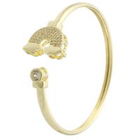 Brass Cuff Bangle, Heart, gold color plated, Adjustable & fashion jewelry & micro pave cubic zirconia & for woman, golden 