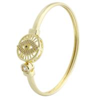 Brass Cuff Bangle, Evil Eye, gold color plated, Adjustable & fashion jewelry & micro pave cubic zirconia & for woman, golden 