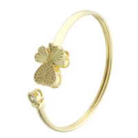 Brass Cuff Bangle, gold color plated, Adjustable & fashion jewelry & micro pave cubic zirconia & for woman, golden 