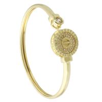 Brass Cuff Bangle, gold color plated, Adjustable & fashion jewelry & micro pave cubic zirconia & for woman, golden 