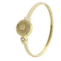 Brass Cuff Bangle, gold color plated, Adjustable & fashion jewelry & micro pave cubic zirconia & for woman, golden 