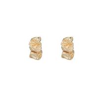 Brass Stud Earring, gold color plated & for woman 