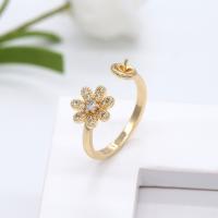 Ajuste del anillo de cobre amarillo por mayor, metal, chapado en color dorado, Ajustable & diferentes estilos para la opción & micro arcilla de zirconia cúbica & para mujer, 22mm, Vendido por UD