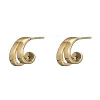 Brass Stud Earring, gold color plated & for woman 