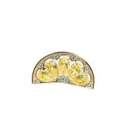 Crystal Brooch, Brass, with Crystal, Lemon, gold color plated, micro pave cubic zirconia & for woman & hollow 