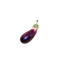 Broche émail, laiton, Aubergine, Placage de couleur d'or, pour femme Vendu par lot