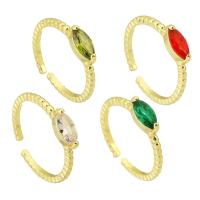 Anneau de cuivre de Zircon, laiton, couleur de haute qualité d'or plaqué, Réglable & pavé de micro zircon & pour femme, plus de couleurs à choisir Vendu par PC