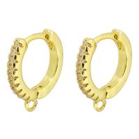 laiton Conclusion de boucle d'oreille Creole Hoop, couleur de haute qualité d'or plaqué, pavé de micro zircon Environ 1mm, Vendu par paire