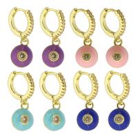 Huggie Hoop Drop Earring, laiton, couleur de haute qualité d'or plaqué, pavé de micro zircon & pour femme & émail, plus de couleurs à choisir, 22mm, Vendu par paire