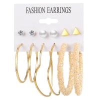 Boucle d'oreille en alliage de zinc en plastique perle, avec perle de plastique, 6 pièces & bijoux de mode & pour femme & avec strass, Vendu par fixé