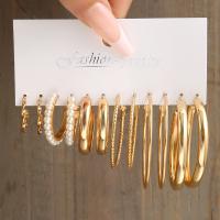 Zinc Alloy Earring Set, with Plastic Pearl, 6 pieces & fashion jewelry & for woman 