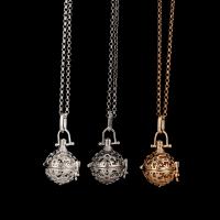 Floating Charm Necklace, Brass, Round, plated, for woman & hollow 20-30mm Approx 38 cm 