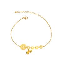 Partículas de acero pulsera tobillera, con 5cm extender cadena, Recubrimiento iónico al vacío, para mujer, dorado, 12mm,7mm, longitud:aproximado 20 cm, Vendido por UD