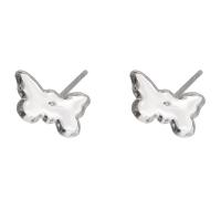 Clou de boucle d'oreille en acier inoxydable, Acier inoxydable 304, papillon, bijoux de mode & DIY, couleur originale, 12*7.5mm,0.8mm, Vendu par PC