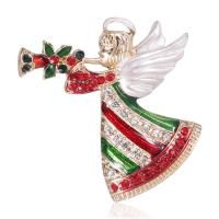 Broche de diamantes de imitación de la aleación de Zinc, Ángel, chapado en color dorado, Joyería & para mujer & esmalte & con diamantes de imitación, multicolor, 47x41mm, Vendido por UD