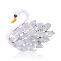 Broche de diamantes de imitación de la aleación de Zinc, Cisne, chapado en color dorado, Joyería & para mujer & esmalte & con diamantes de imitación, más colores para la opción, 45x40mm, Vendido por UD