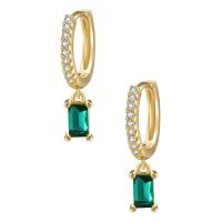 Huggie Hoop Drop Earring, laiton, Placage de couleur d'or, pavé de micro zircon & pour femme, plus de couleurs à choisir, 23mm, Vendu par paire