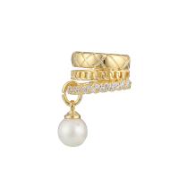 Brazalete pendiente, metal, con Shell Pearl, chapado, diferentes estilos para la opción & micro arcilla de zirconia cúbica & para mujer, más colores para la opción, 14x21mm, Vendido por UD