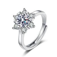 Cubic Zirconia Micro Pave Brass Finger Ring, platinum color plated, Adjustable & micro pave cubic zirconia & for woman 