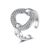 Cubic Zirconia Micro Pave Brass Finger Ring, platinum color plated, Adjustable & micro pave cubic zirconia & for woman 