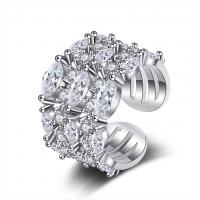 Cubic Zirconia Micro Pave Brass Finger Ring, platinum color plated, Adjustable & micro pave cubic zirconia & for woman 