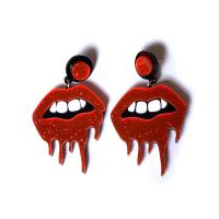 Acrílico Pendientes con Colgantes, Joyería de Halloween & para mujer, Rojo, 70x41mm, Vendido por Par