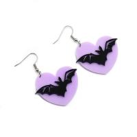 Acrylic Drop Earring, Heart, Halloween Jewelry Gift & for woman, purple 