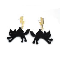 Acrylic Drop Earring, Cat, fashion jewelry & for woman, black 