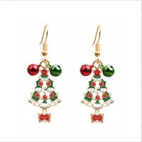 Pendientes de Navidad, aleación de zinc, chapado en oro KC, Diseño de Navidad & Joyería & diferentes estilos para la opción & para mujer & esmalte, 35mm, Vendido por Par