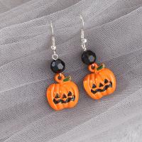 Resin Drop Earring, with Zinc Alloy, Pumpkin, Halloween Design & fashion jewelry & for woman 