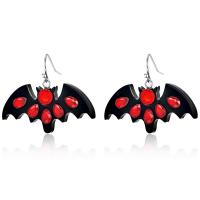 Acrílico Pendientes con Colgantes, con Taladro de vidrio & metal, Bate, Diseño de Halloween & Joyería & para mujer, Negro, 29x39mm, Vendido por Par