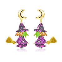 Acrylic Drop Earring, with Glass Rhinestone & Brass, Halloween Design & fashion jewelry & for woman 