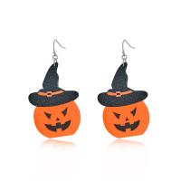 Acrílico Pendientes con Colgantes, Calabaza, Diseño de Halloween & Joyería & para mujer, 53x30mm, Vendido por Par