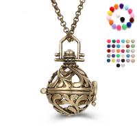 Floating Charm Necklace, Brass, Round, plated, for woman & hollow 20-30mm Approx 38 cm 