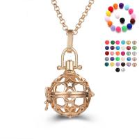 Floating Charm Necklace, Brass, Round, plated, for woman & hollow 20-30mm Approx 38 cm 