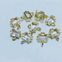 Conector de latón de cristal, con metal, Rectángular, chapado en color dorado, Bricolaje & facetas & 1/1 aro, más colores para la opción, 5x8mm, aproximado 50PCs/Bolsa, Vendido por Bolsa