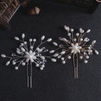 Hair Stick, Brass, with Crystal & Plastic Pearl, fashion jewelry & for woman 