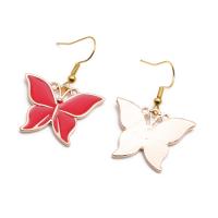 Enamel Zinc Alloy Drop Earring, Butterfly, gold color plated, fashion jewelry & for woman 