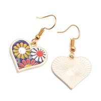 Enamel Zinc Alloy Drop Earring, Heart, gold color plated, fashion jewelry & for woman 