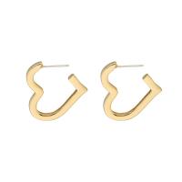 Brass Stud Earring, gold color plated & for woman 