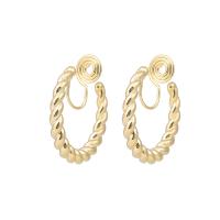 Brass Stud Earring, gold color plated & for woman 