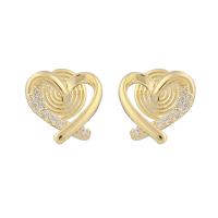 Cubic Zirconia Micro Pave Brass Earring, Heart, plated & micro pave cubic zirconia & for woman 